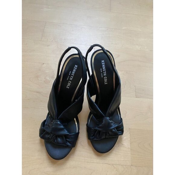 KENNETH Cole New York "Blanche" Knot Slingback Heels Women New Black Sandals - Picture 2 of 10